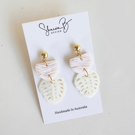 Harriet~Polymer Clay ~Shell Monstera Leaf