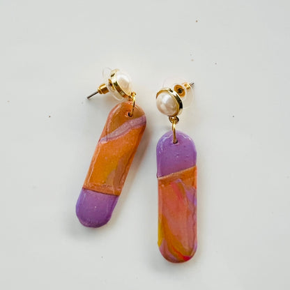 Ngaire~Polymer Clay Statement Dangles/Resin