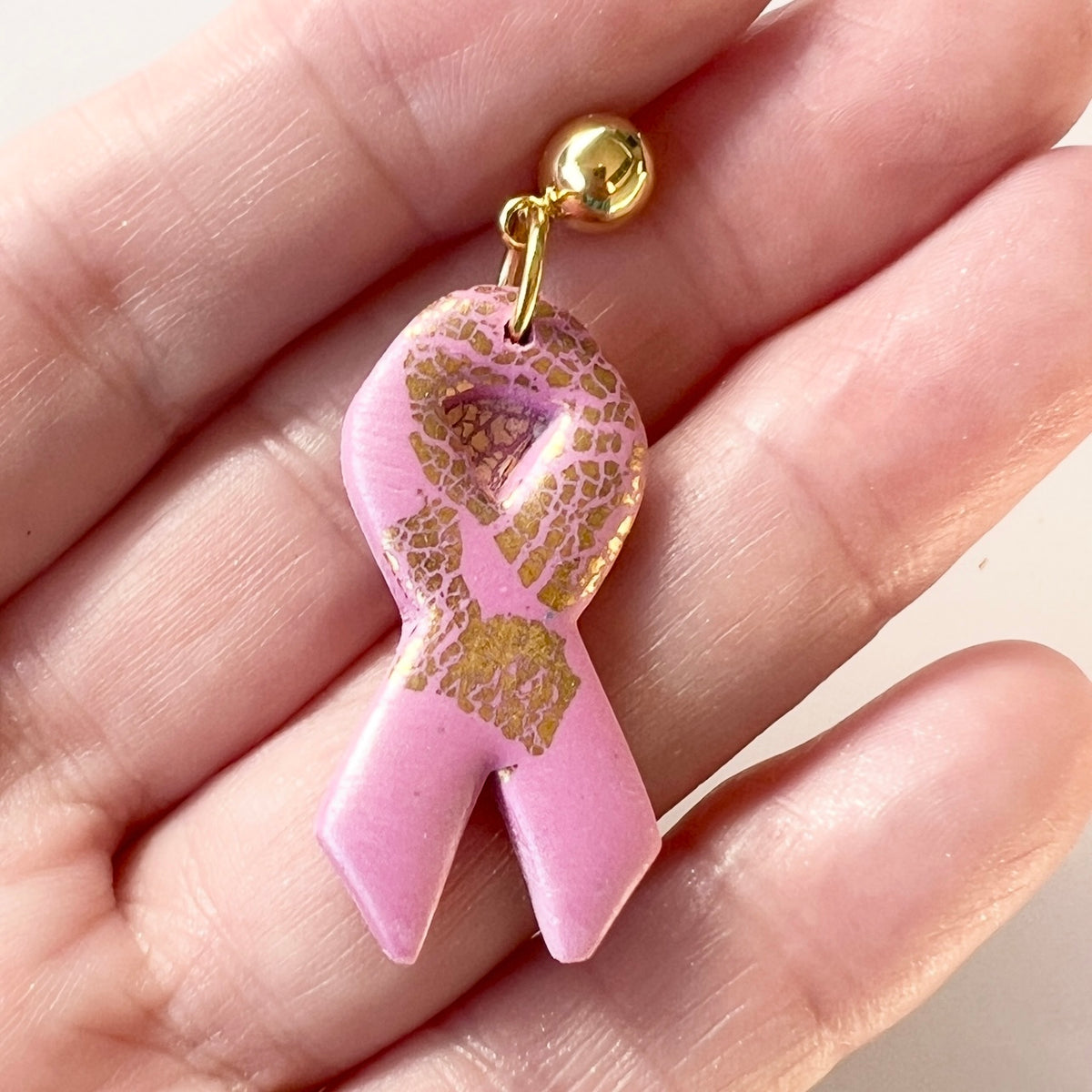 Breast Cancer Awareness Ribbon~Polymer Clay