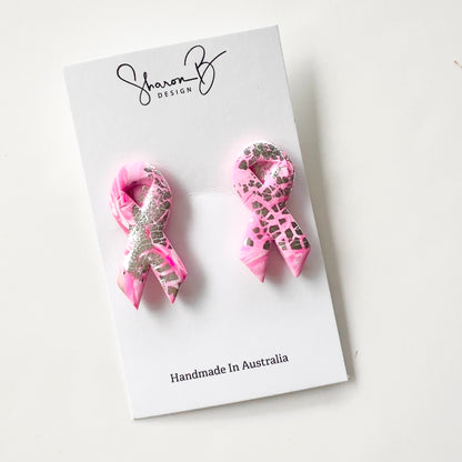 Breast Cancer Awareness Ribbon ~Polymer Clay~ClipOn