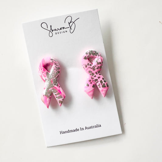 Breast Cancer Awareness Ribbon ~Polymer Clay~ClipOn