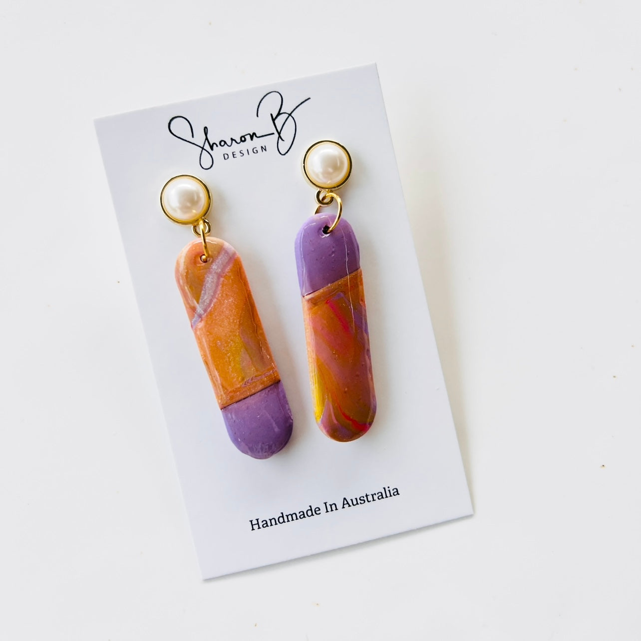 Ngaire~Polymer Clay Statement Dangles/Resin
